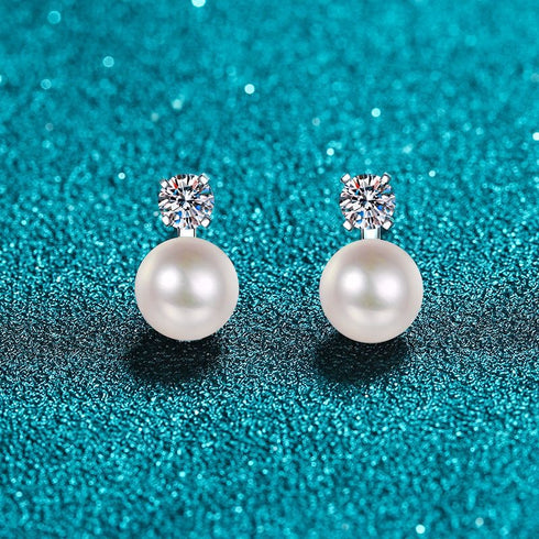 Classic Kate Pearl Moissanite Stud Earrings